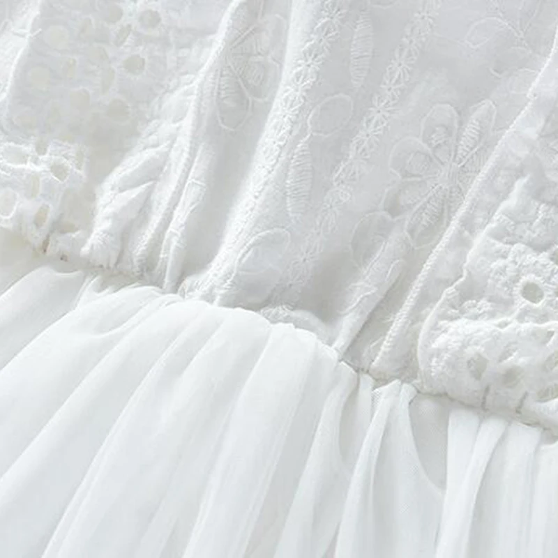 Girls Dress Princess Costume Kids Clothes Casual Fashion Clothes Summer Baby Girls Dress Short Sleeve Hollowed Out Cotton White Princess Dress Kids Party Dresses