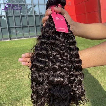 Fasci di capelli umani con onda d'acqua intrecciano le estensioni dei capelli onda riccia profonda 100% fasci di capelli umani 30 32 pollici Remy 10A Lemoda Hair