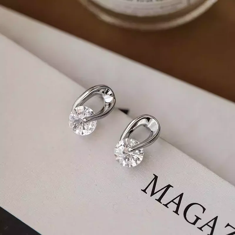 Licht Luxus Funkelnden Zirkon Anhänger Gold Farbe Geometrische Ohrringe Für frauen Neue Jahr Temperament Zubehör Trendy Schmuck – Detail 7