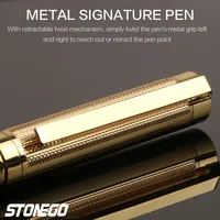 STONEGO Metal Ballpoint Pen, Retractable Signature Pen Crest Style Metal Housing Black Ink Medium Point 1.0mm 5