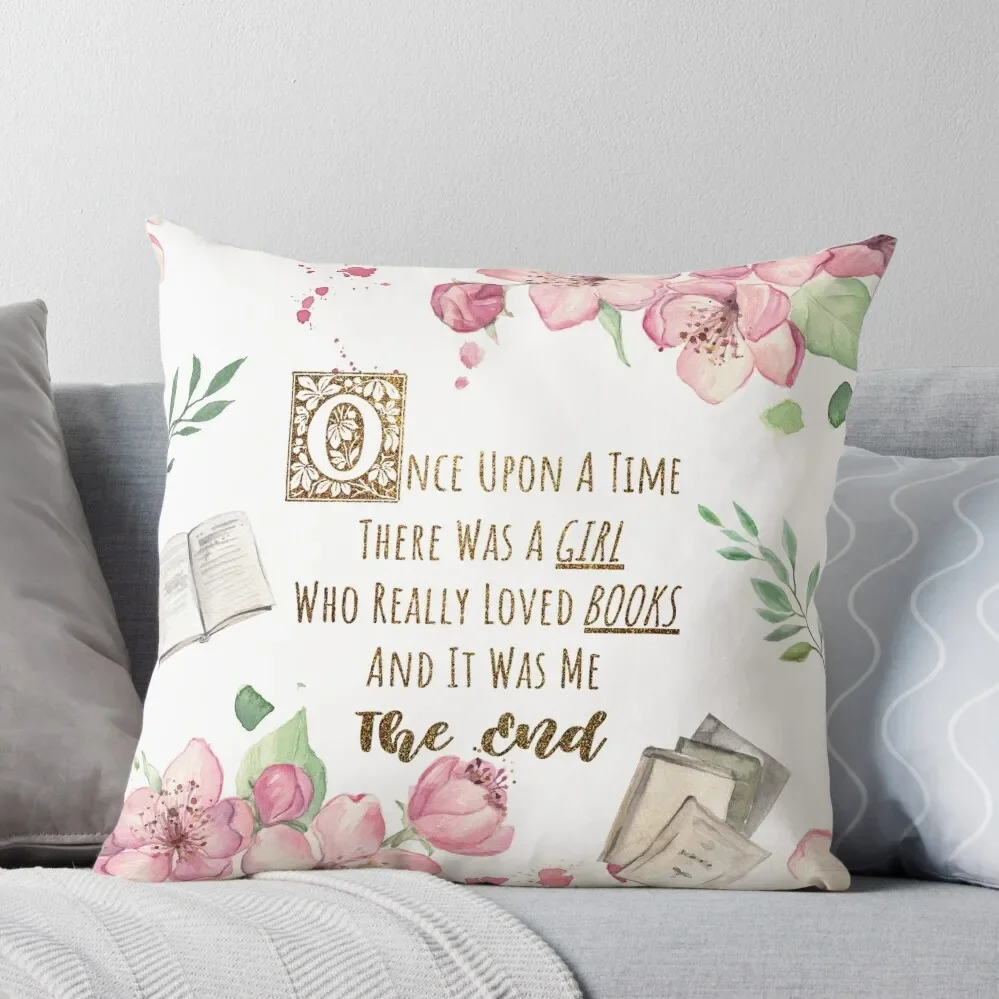 

A Girl Who Really Loves Books Throw Pillow Pillow Cases Room decorating items Pillow Cases Decorative