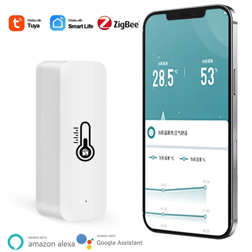 Беспроводной квадратный смарт-датчик температуры и влажности Zigbee детектор для