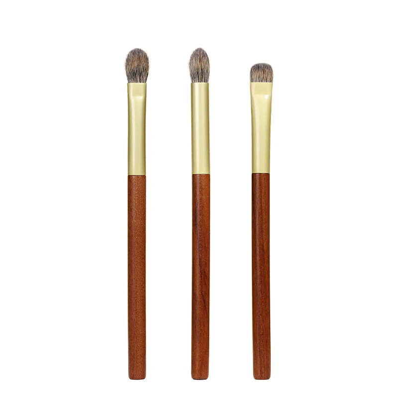 3pcs 다람쥐 Saibikoho 염소 머리 메이크업 브러쉬 키트 전문 수제 아이 섀도우 브러쉬 로즈우드 핸들 메이크업 브러쉬 세트