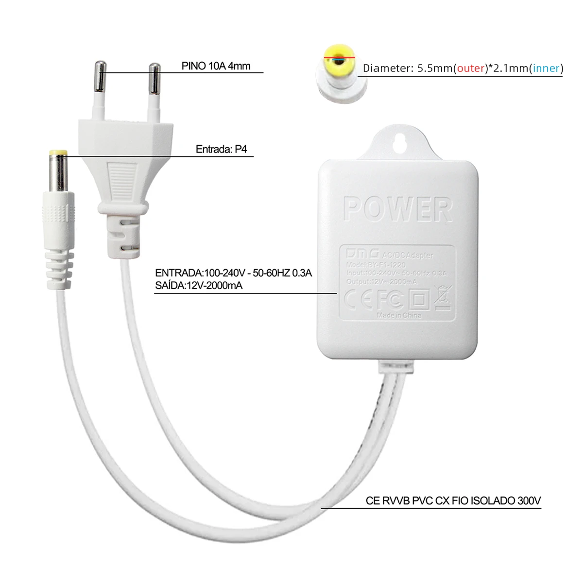 Power Supply For PTZ Camera AC 100-240V Input DC 12V 2A Output EU Plug Power Adapter Charger For Wifi CCTV Security IP Camera