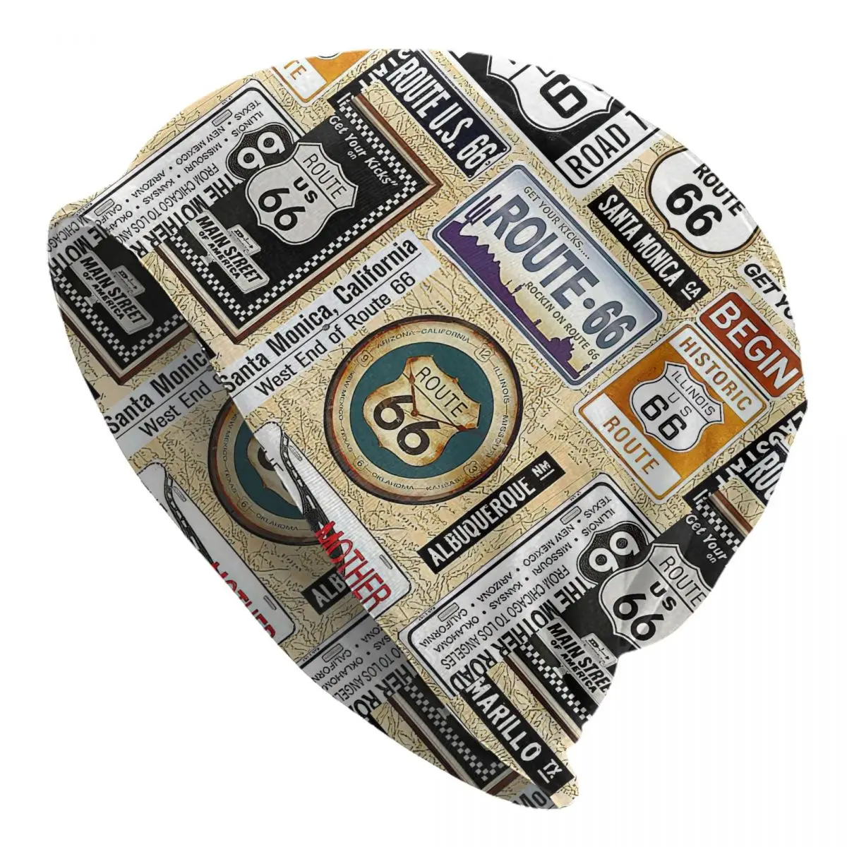 

Heavy Metal Vintage Hip Hop Route 66 Bonnet Hat Cool Street Skullies Beanies Hats for Men Women Spring Dual-use Cap
