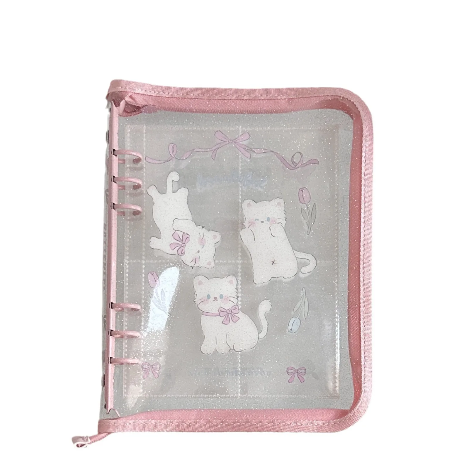 Korea Cat A5 Binder Photocard Collect Book Glitter Photo Transparent Album Postcards Storage Book 5