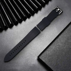 PAGANI DESIGN Silver Jubilee Stainless Steel Bracelet - 20MM Width, Waterproof, 220MM Length - 20mm (Black Rubber)