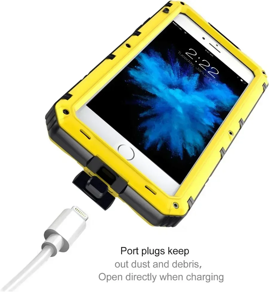 IP68 Waterproof Metal Phone Case Heavy Duty Screw Bumper 360