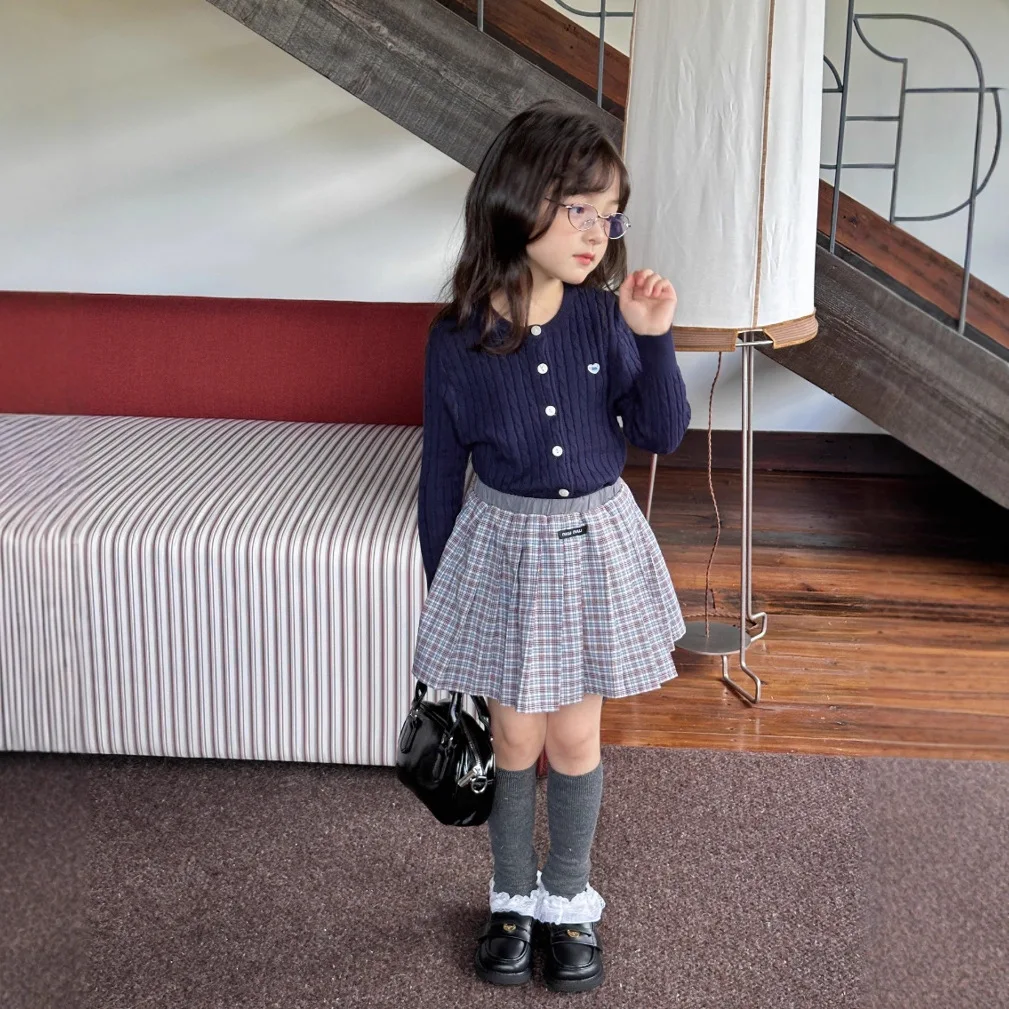 2025년 가을 아동복 한국 니트 스웨터 여아용 봄 가을 니트 가디건 긴팔 스웨터 코트