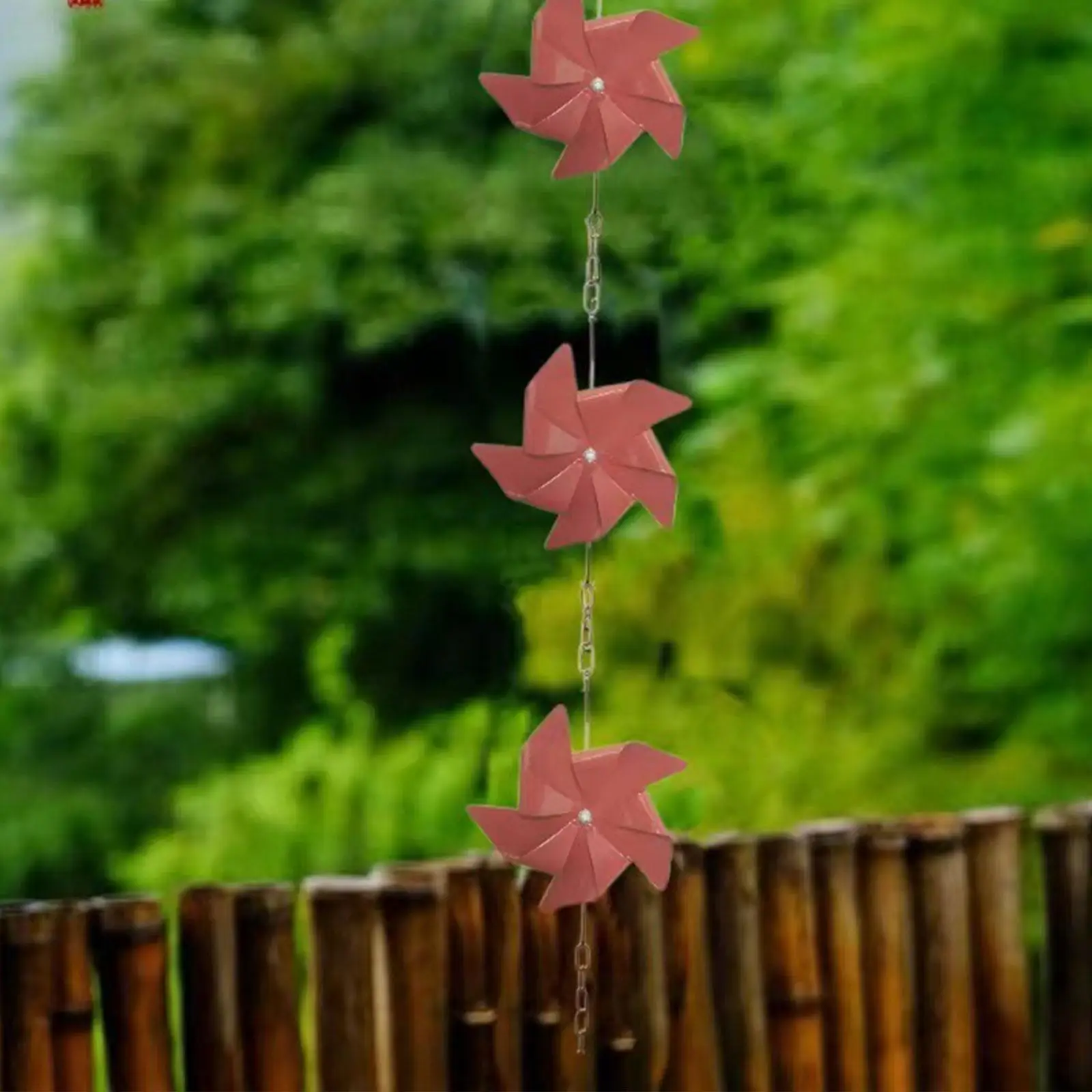 Pinwheel Rain Chain Home Decorative Metal Art Rain Catcher Chain Hanging for House Outdoor Gutters Downspouts Garden Outside