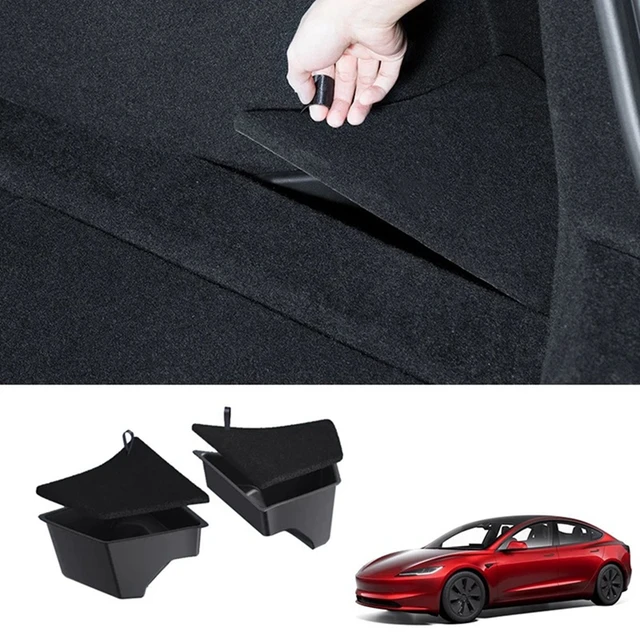 For Tesla Model 3 Highland 2024 Trunk Organizer, Side Storage Box, Rear  Trunk Storage Bin With Cover Accessories - AliExpress