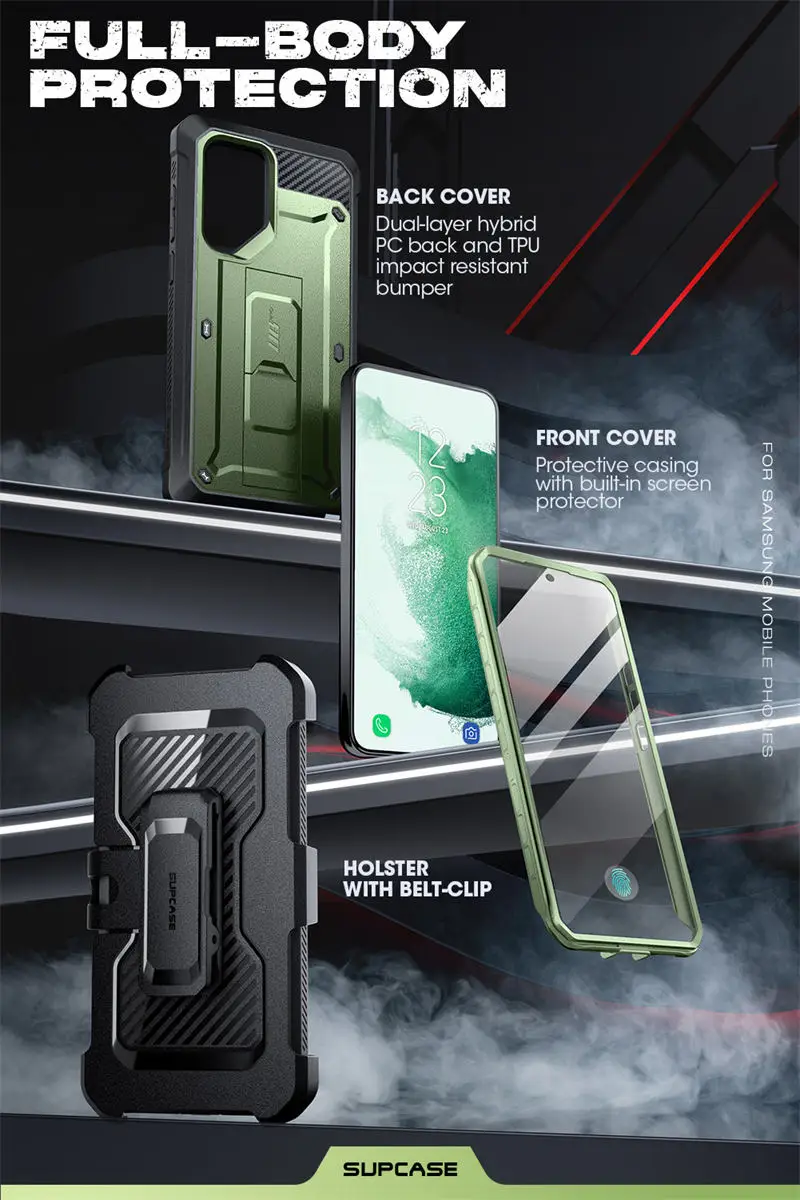 For Samsung Galaxy S23 Ultra Case 2023 SUPCASE UB Pro Full-Body Dual Layer Rugged Belt-Clip Case with Built-in Screen Protector
