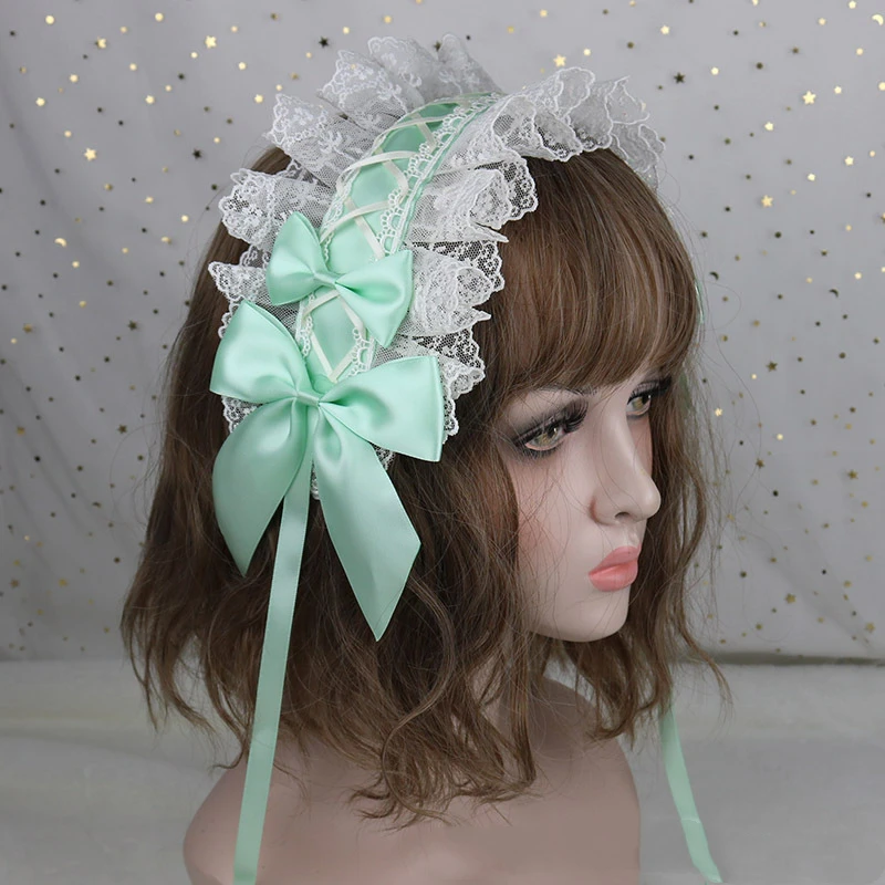 Schöner süßer Haarreif mit Spitzenblumen, Anime Maid Cosplay Kawaii Stirnband, handgefertigt für Mädchen, Haar-Accessoire – Detail 8