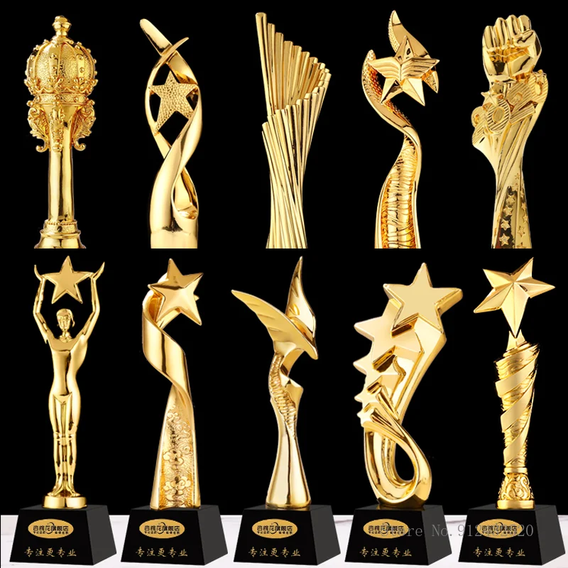 Gold-Plated Resin Trophy, Bottom Crystal, Custom Creative, Send Friends Awards, Dancing Souvenir, Competition, Home Decor