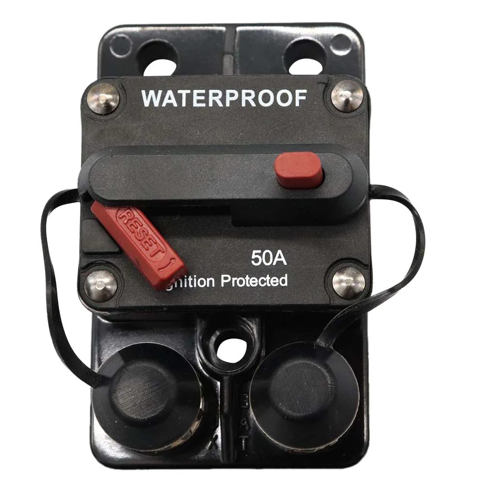 

50A Waterproof High Amp Manual Reset Dual Stud Car Switchable Switchable Car Black Car Switchable Circuit Breaker with (Black)