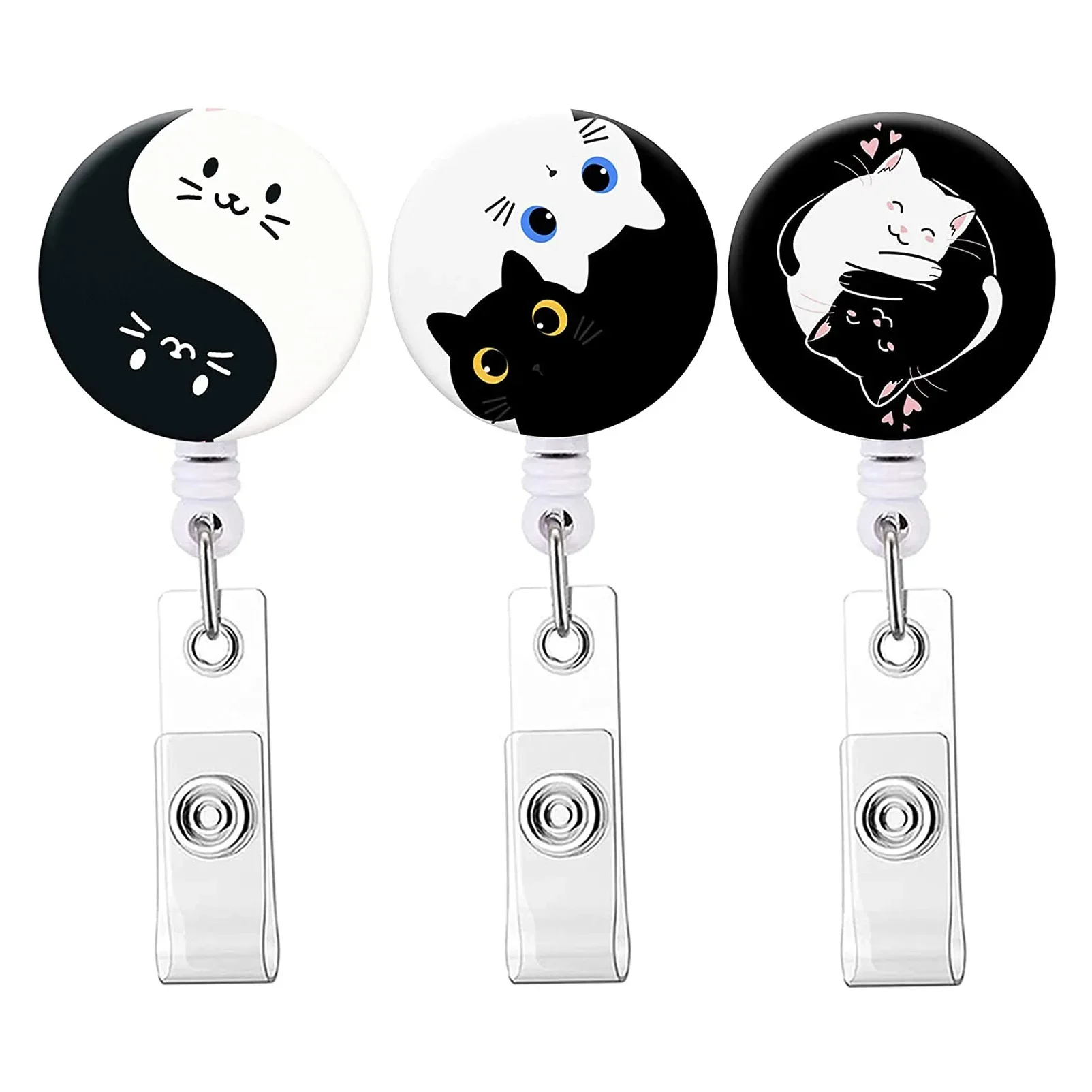 Anime Cat Retractable Nurse Badge Reel 1 Piece Cute Animal Students Worker Name Tag ID Card Holder Keys Lanyard retractable badge reel badge holder badge holder keychain retractable id tag retractable id lanyard anime badge case