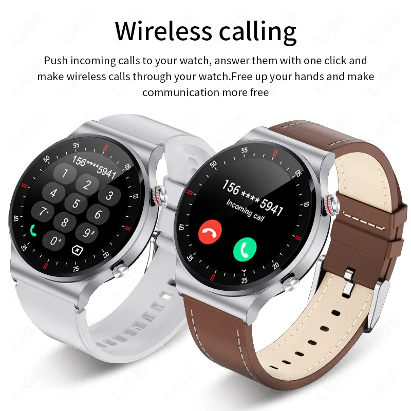 LIGE 2026 NFC Watch For Men Bluetooth Call Smart Watch Android iOS Blood Pressure Smartwatch Weather Full Touch Men's Wristwatch