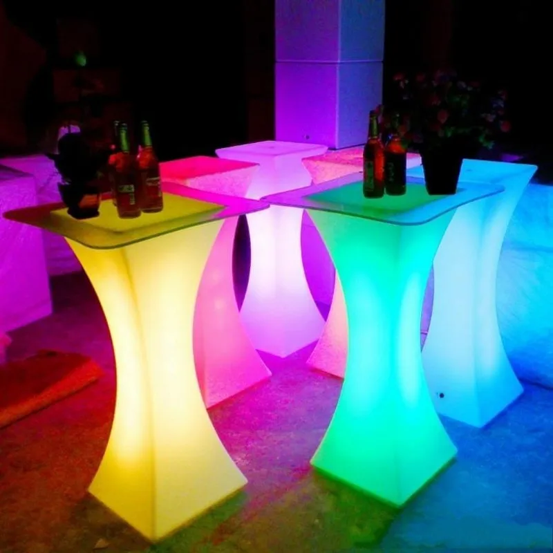 

New Rechargeable LED Luminous Cocktail Table Waterproof Glowing Bar Tables Lighted Up Coffee Stool For Club Disco Party Supply