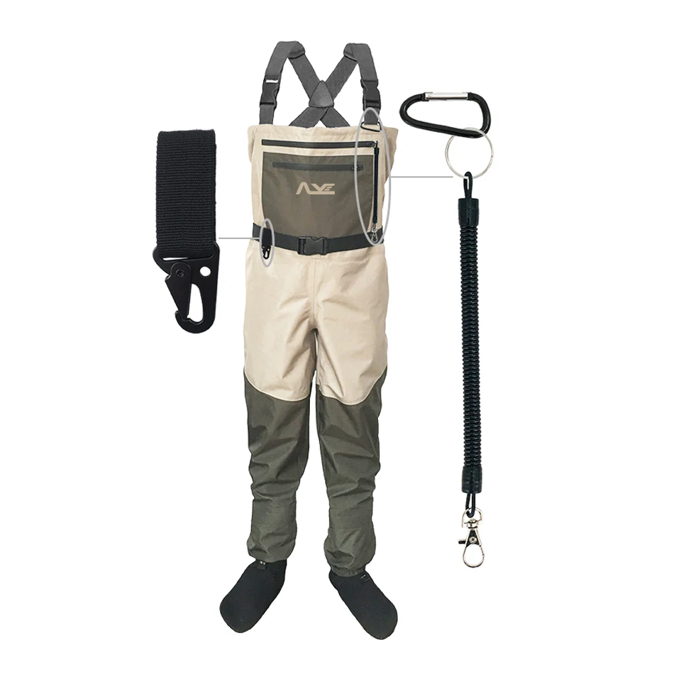 Waders de pêche imperméables homme et femme, avec chaussettes néoprène intégrées pour la pêche à gué