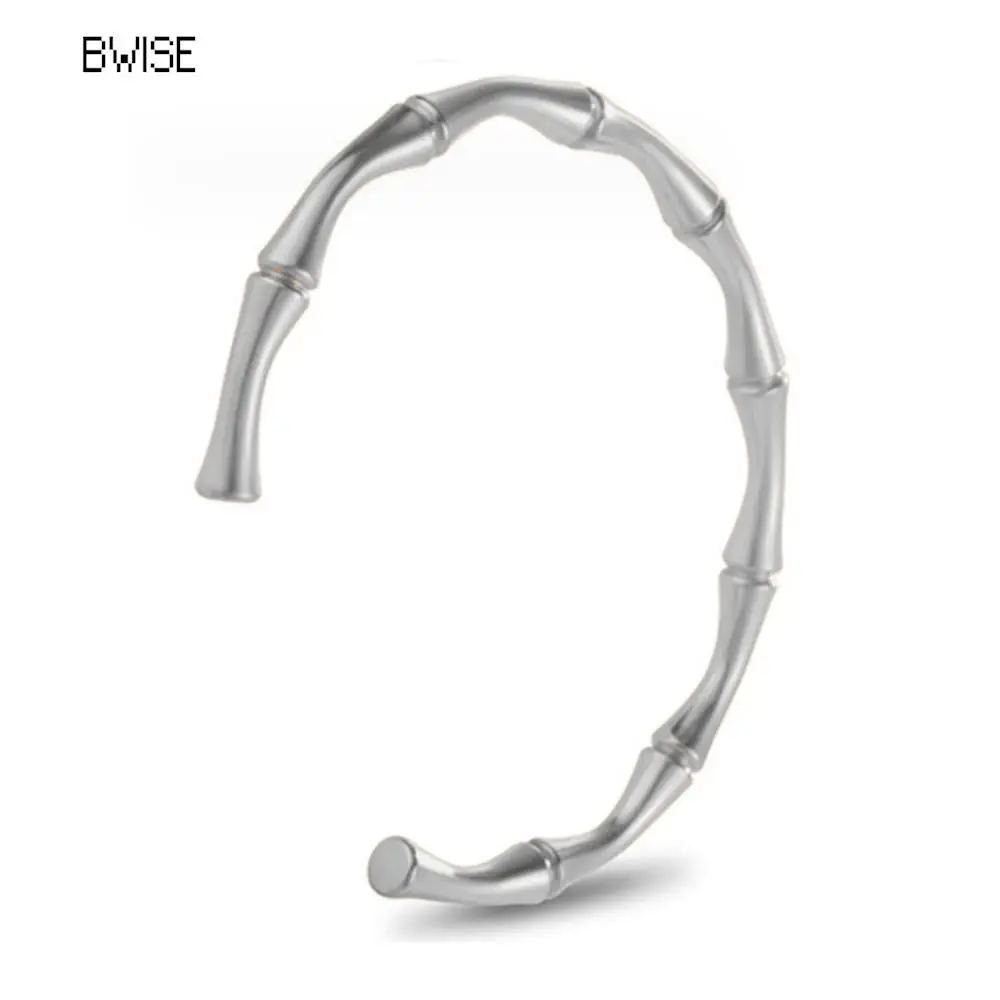 Bwise Stainless Steel Gold Color Bamboo Joint Bangles 2023 Trend Bracelet For Women Men Romantic Party Gift Fashion Jewelry 5