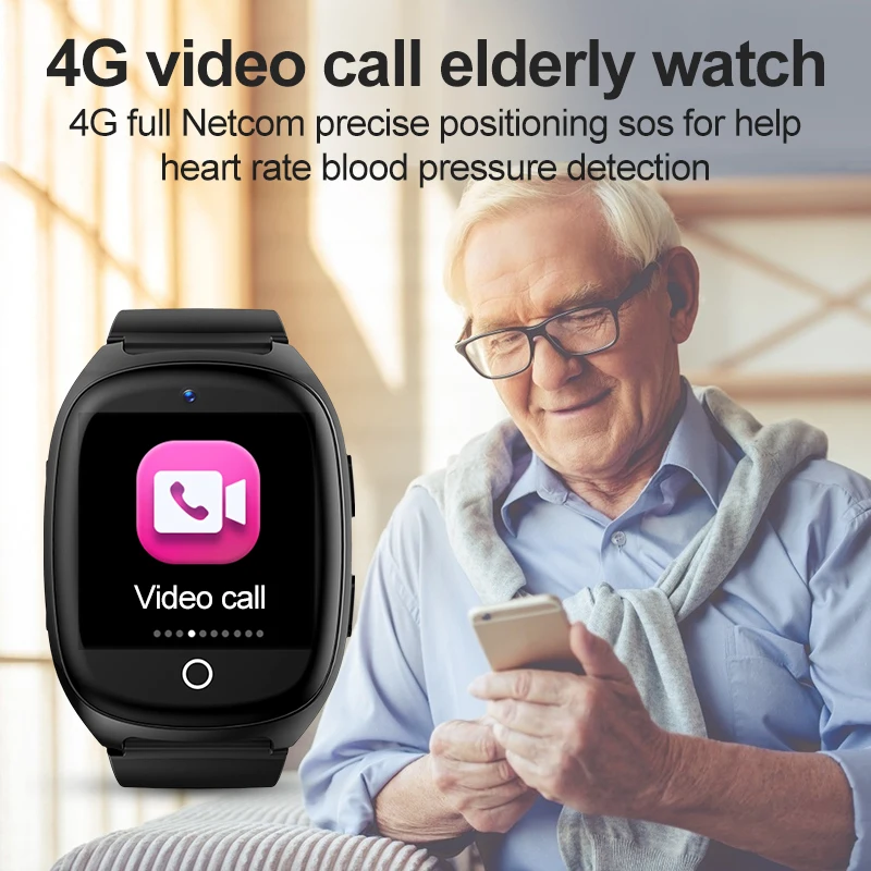 Reloj inteligente GPS para personas mayores, reloj inteligente de monitoreo  de presión arterial de frecuencia cardíaca 4G, cámara de visualización