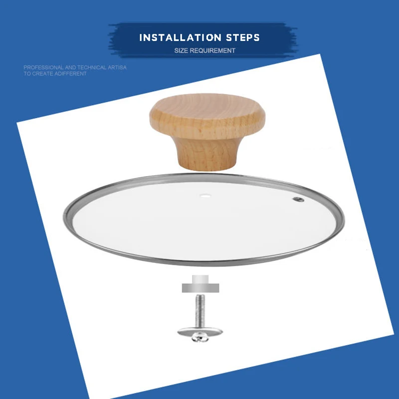 Universal Wood Pot Lid Top Handle Anti Scalding Saucepan Kettle Lid Handles Cap Lifting Torque Kitchen Utensils Hole 6-12mm pot lid handle