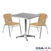 27.5 Inch Square Aluminum Table Set with 2 Rattan Chairs Indoor Outdoor Use Lightweight Commercial Residential Bistro Dining 1