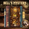 DIY Wooden Bell's Mystery Book Nook Shelf Insert Miniature Model Kits Bookshelf with Light Bookend for Friends Birthday Gifts 1