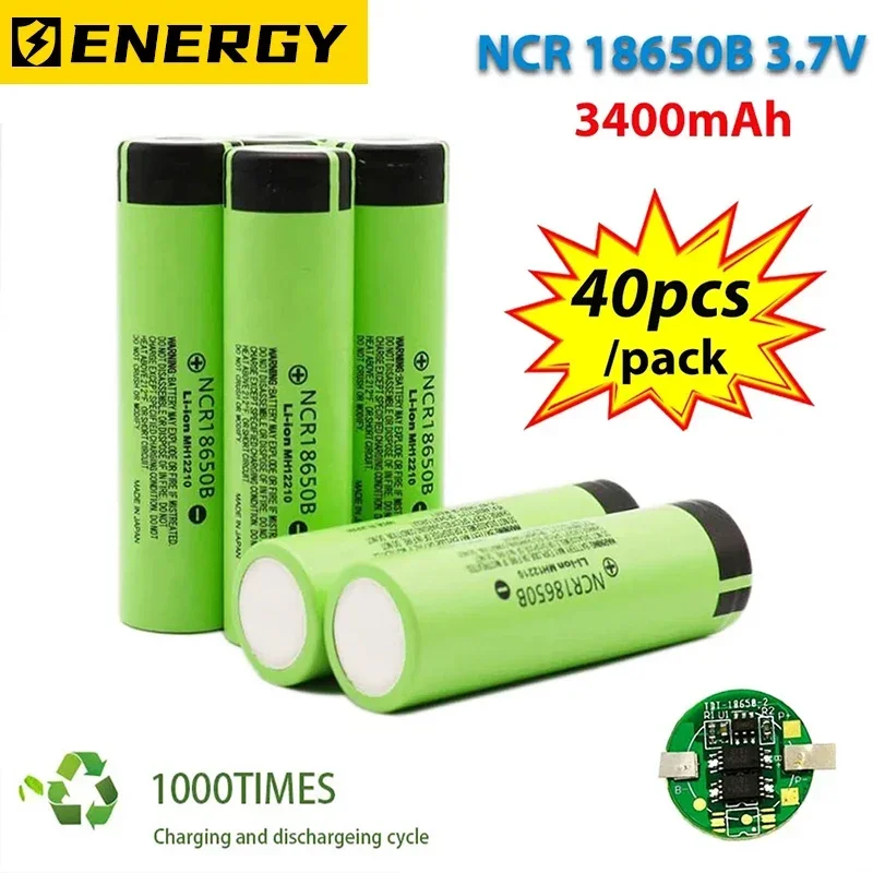 100% Carica Batte Nuovo Originale Ncr18650B 3.7V 3400Mah 18650 Batteria Ricaricabile Al Litio Per Batterie Per Fotocamere Per Auto Giocattolo Torcia E