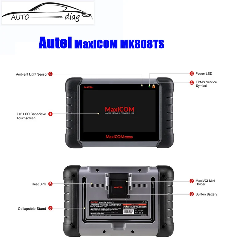 Autel Maxicom Mk808Ts Tpms Con Sistema Completo 2 In1 Strumento Diagnostico Obd2 Wifi Strumento Progranmer Chiave Avanzato Compatibile Con Bluetooth