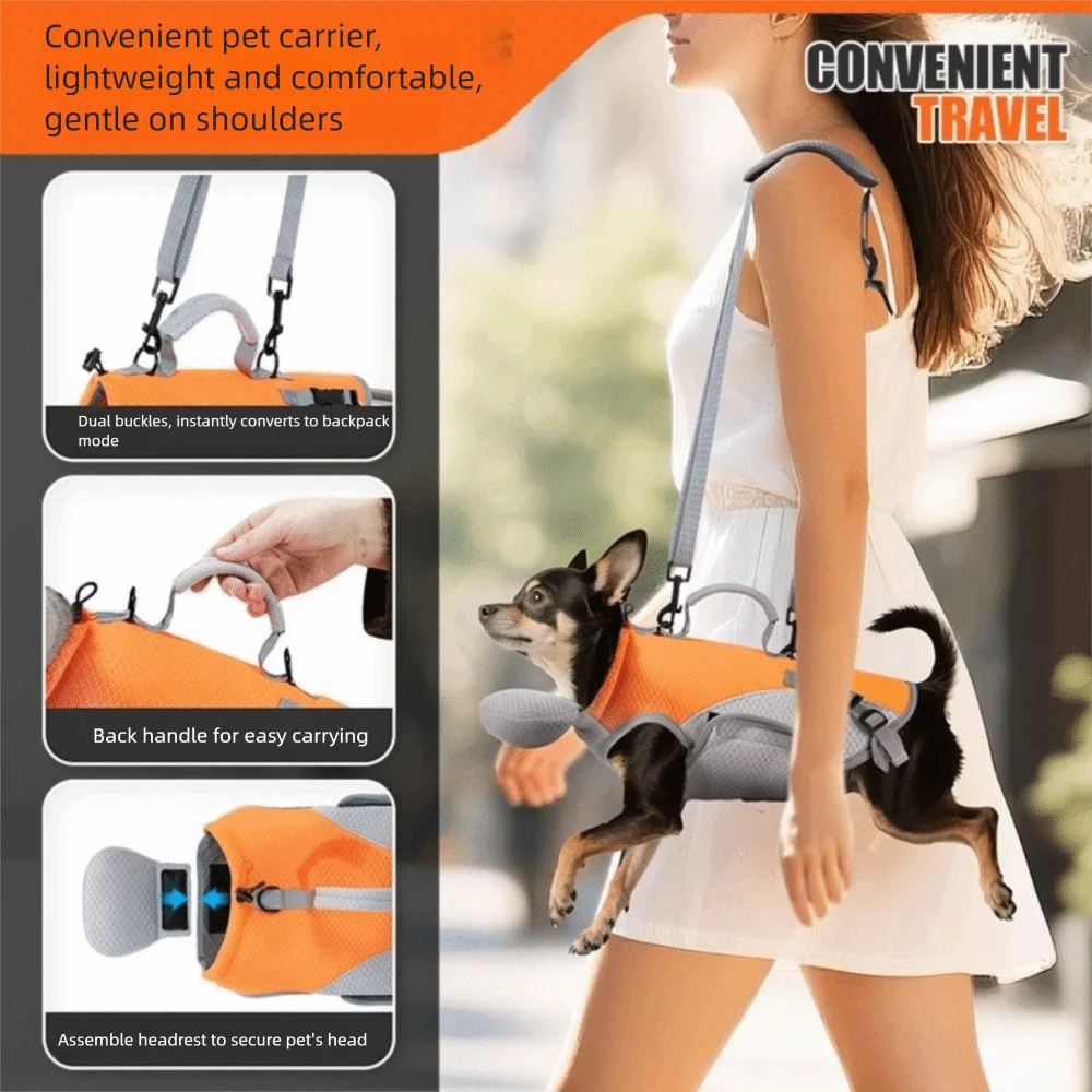 4216-30a996.png With Detachable Shoulder Pet Cooler Jacket Full Support Hands-Free Horizontal Hugging Backpack Breathable Pet Outing Backpack