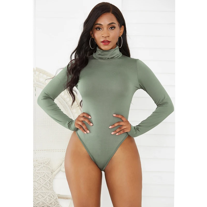 

2023 Slim Fits Solid Color Skinny Jumpsuit Women New Turtleneck Sexy Women Long Sleeve Playsuits Rompers Bodysuit Clothing 30534