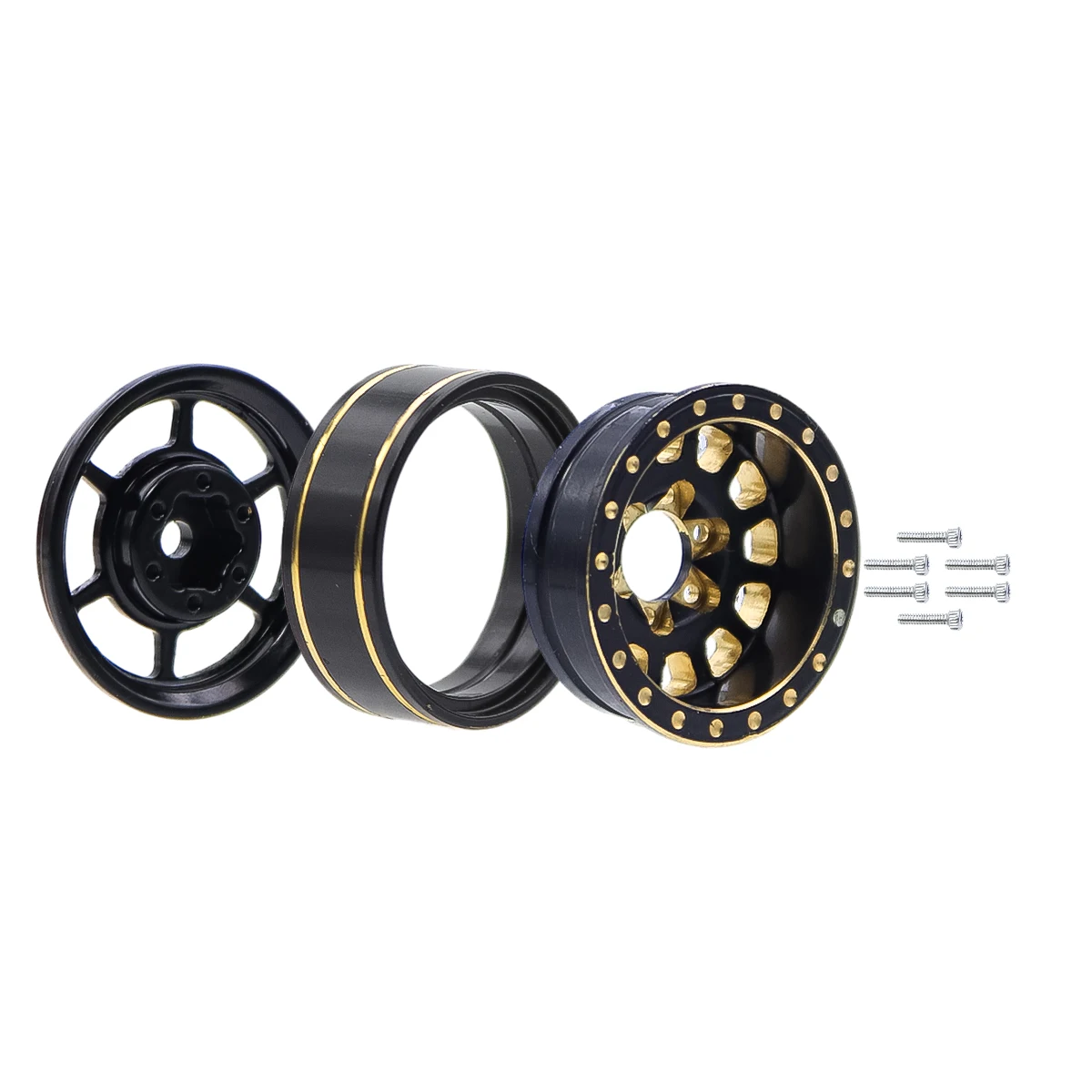 4PCS 황동 1.0 인치 플러스 비드 록 휠 허브 림 RC 크롤러 자동차 축 1/24 SCX24 FCX24 1/18 TRX4M 업그레이드 부품