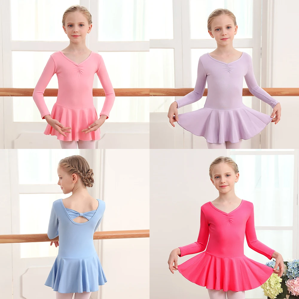 Ballet Leotard Long Sleeve Ballet Leotards for Girls Toddler Dance with Skirt Ballerina Dresses Tutu Outfits Flutter Sleeve