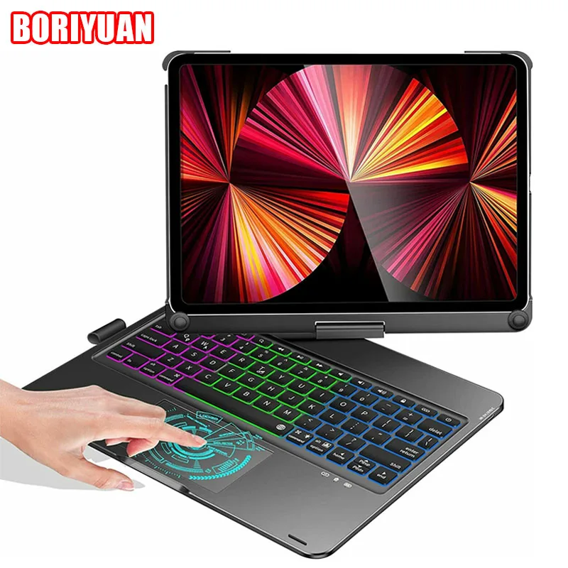 매직 키보드 IPad 공기 4 Pro 11 12.9 2021/2020/2018 360 회전 백라이트 키보드 스탠드 커버