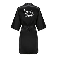 Black Women Silky Satin Robe Wedding Bridal Party Bride Bridesmaid Robes Kimono Loungewear Dressing Gowns - Image 3