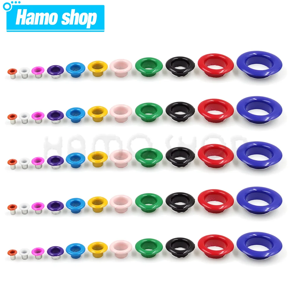 100 Set Occhielli Metallici 4 Mm Con Rondelle - Colori Misti, Per Scrapbooking, Pelle, Tessuti E Fai-da-Te