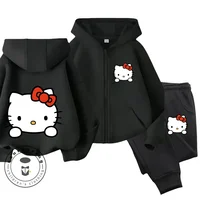 Girls Outfit Set Hello Kitty Hoodies Sets Baby Girl Clothes 4-14 Years Girls Clothing Tops Pants Suits Sports Suits Hoodies