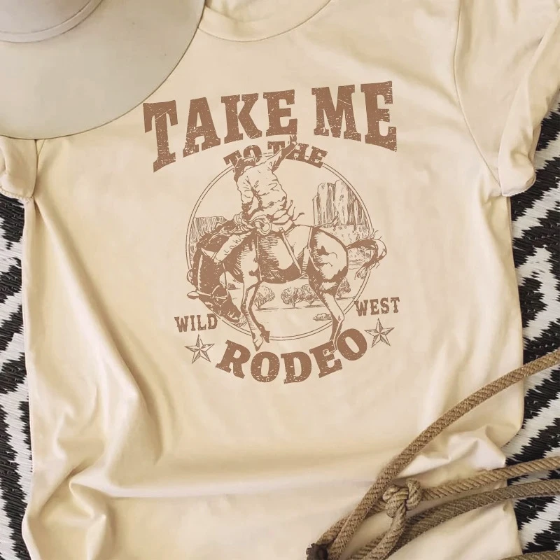 Cowboy Rodeo Graphic Printed Women Vintage Country Music Funny Western T-shirts Female Retro Casual Short Sleeve TShirt Clothing 2
