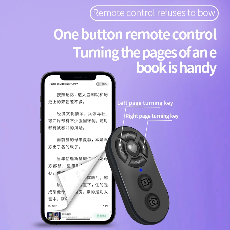 7 Buttons Wireless Phone Selfie Photo Shutter Tiktok Video Page Turner Rechargeable Bluetooths-compatible Remote Controller