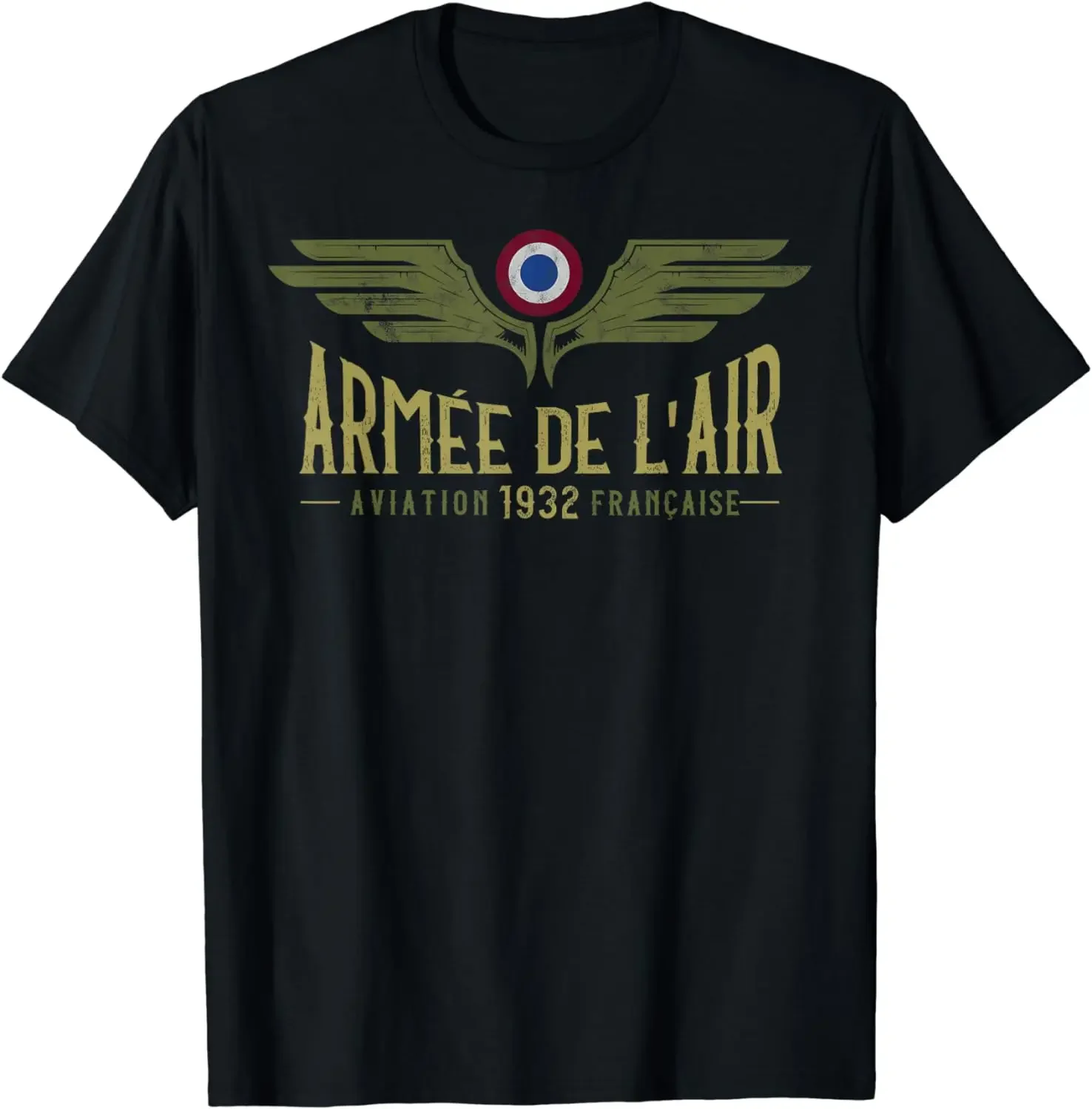 French Air Force Men's Casual Cotton T-Shirt - Short Sleeve O-Neck Design