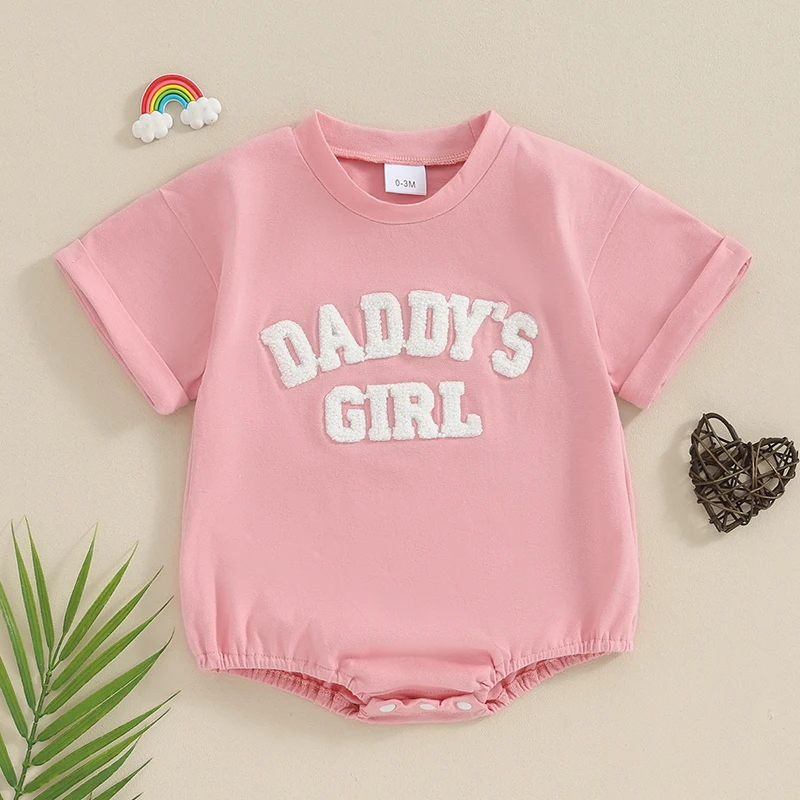 

Baby Girls Rompers Toddler Kids Infant Short Sleeve Crew Neck Letters Infant Jumpsuits Bodysuit Summer Overalls Clothes