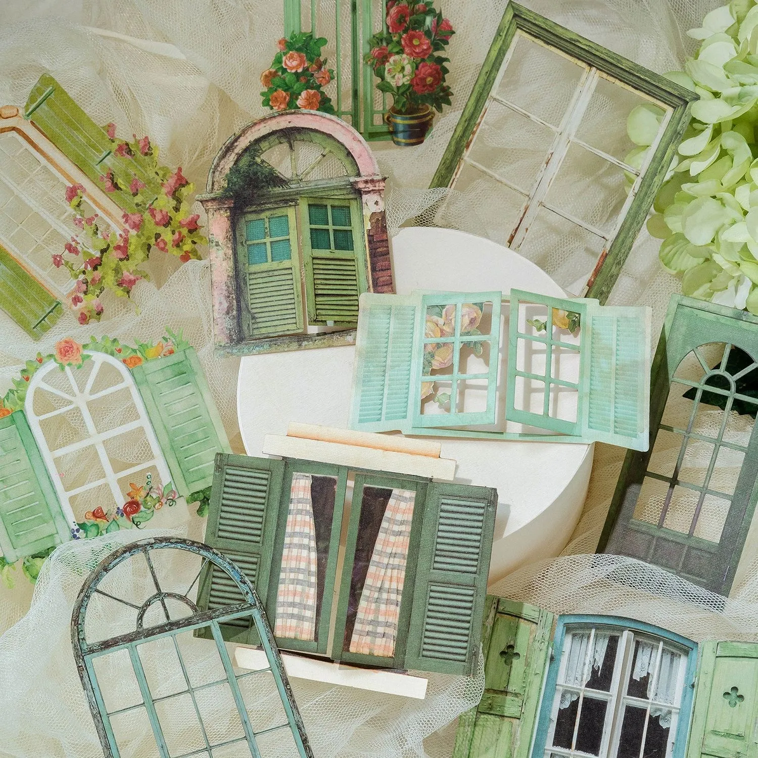 

10Pcs Window Frame Stickers Decorative Stickers for Scrapbooking Supplies Junk Journal Kit Album Planner DIY Craft Embellishment