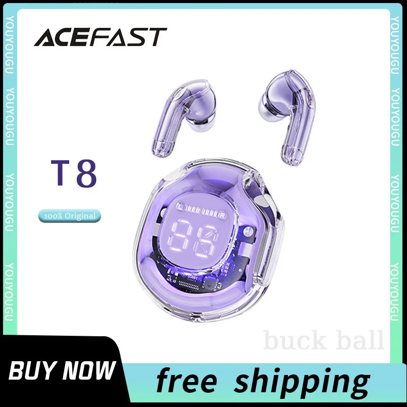 

Acefast T8 Wireless Bluetooth Earphone Transparent Tws Noise Reduction Led Display Earbuds Tws ANC Sport Gaming Headsets In-Ear