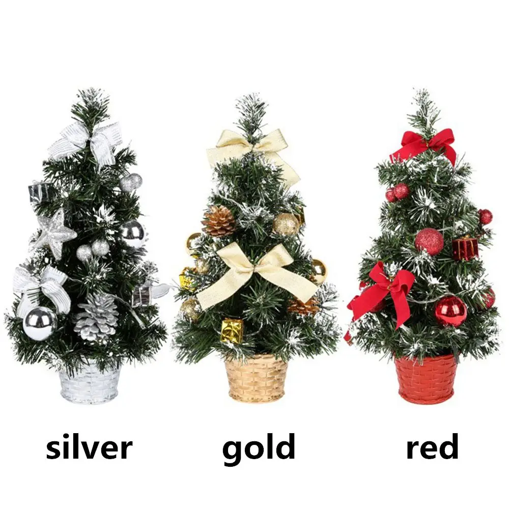 Mini Christmas Tree 40CM Gift Party Decor Happy New Year Mini Christmas Tree Table Xmas Tree With LED Lights Artificial Plant