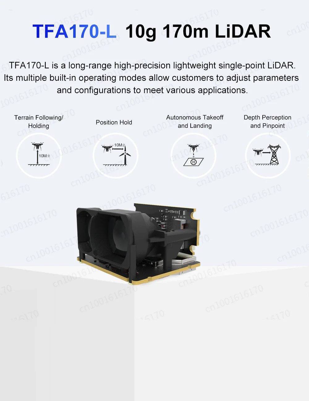 Benewake TFA170-L LiDAR Sensor 170M Long Distance Single Point Small Radar High-