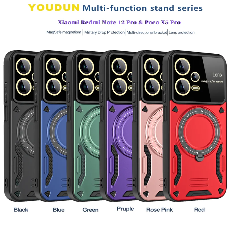 Armor Shockproof Phone Case With Stand Holder And Lens Protector_voghion.com