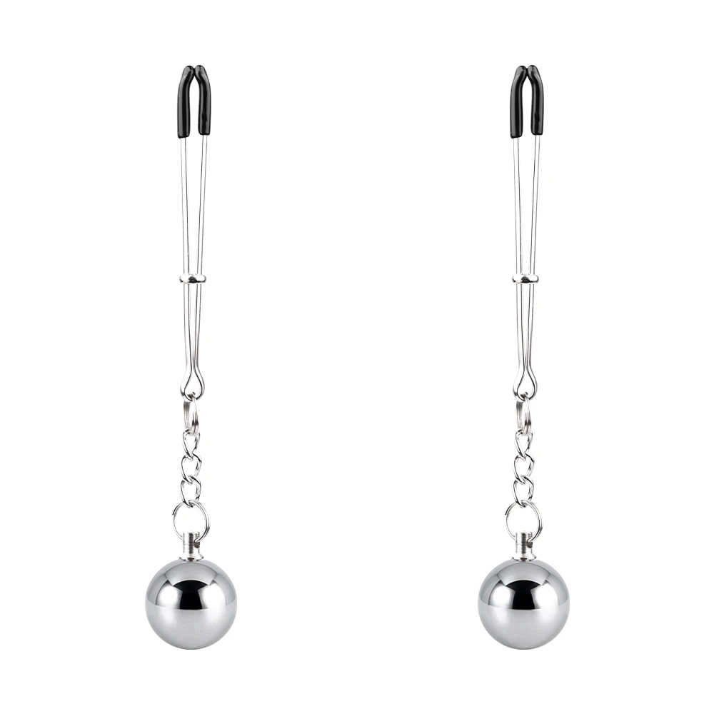 Nipple Clamps with Metal Balls Adjustable Weights Nipple Clips BDSM Breast Clip Adult Sex Toys for Women and Couples