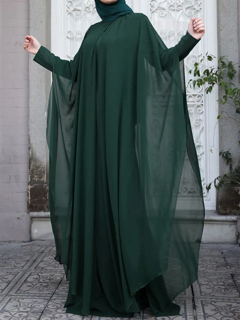 Women Chiffon Abaya Eid Mubarek Muslim Dresses Robe Long Sleeve Hijab 5 Women Chiffon Abaya Eid Mubarek Muslim Dresses Robe Long Sleeve Hijab 5
