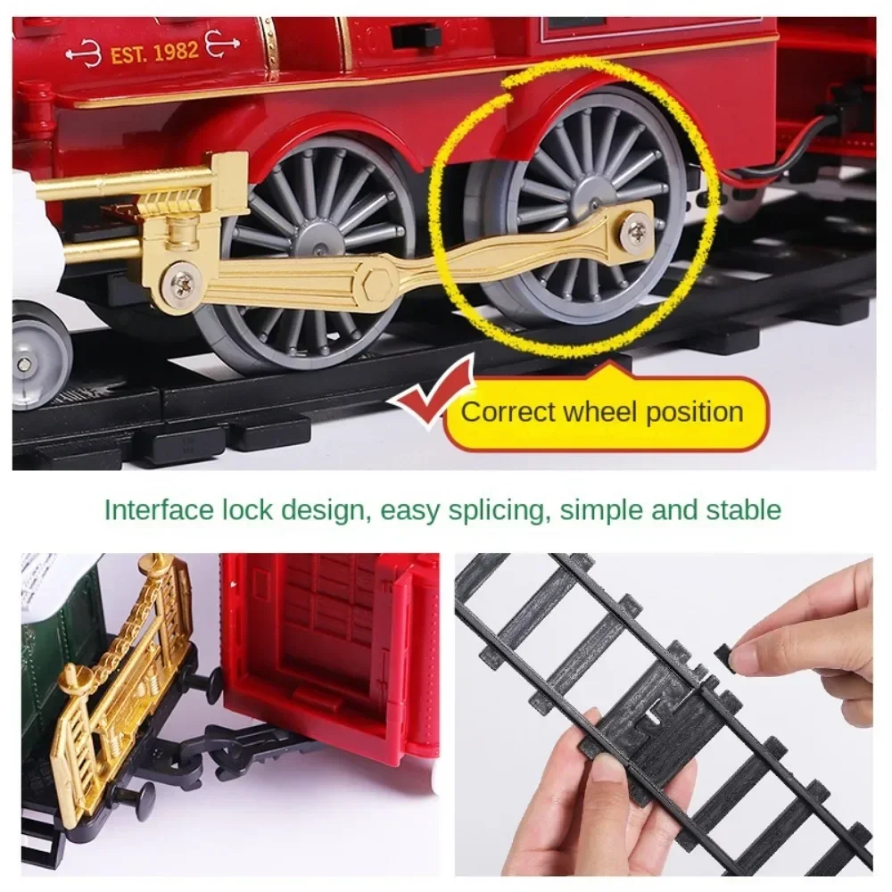 Simulate Christmas Vintage Steam Smoking Little Train High-speed Rail Electric Rail Car Model Children's Toy Gift